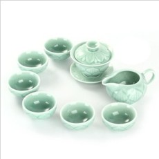 陶瓷茶具 莲花龙泉青瓷八件套陶瓷茶具礼盒