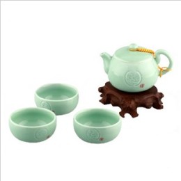陶瓷茶具 越窑一壶三杯陶瓷茶具套装